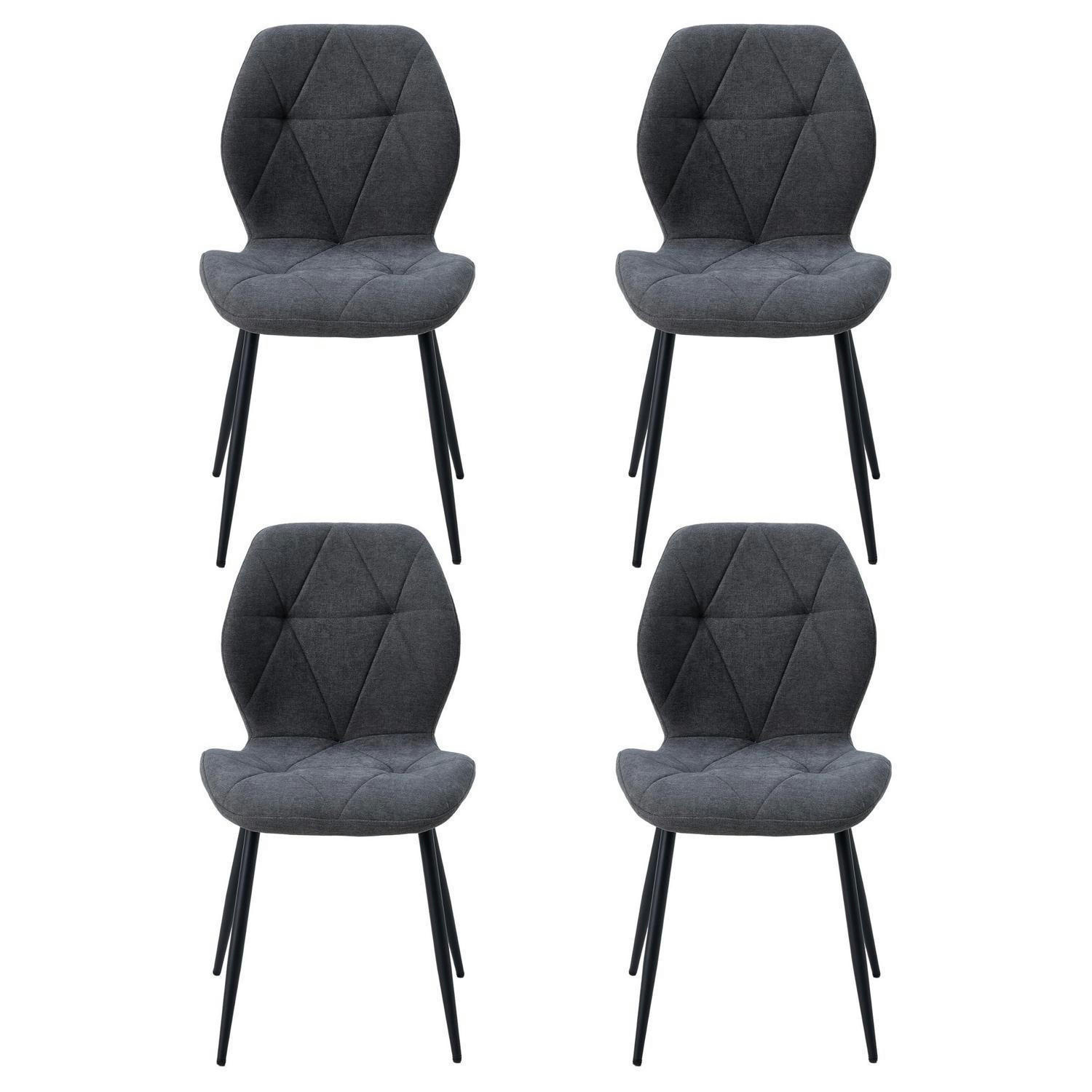 ESSZIMMERSTUHL 4er-Set Leinen-Diamantgewebe Dunkelgrau - Anthrazit, Textil (43/86/47.5cm)