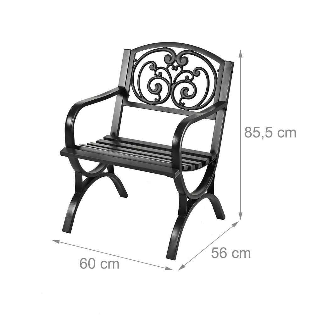 Thumbnail - Relaxdays Gartenstuhl, Schwarz, Metall, 60x85.5x56 cm, Gartenmöbel, Gartenstühle, Gartenstühle