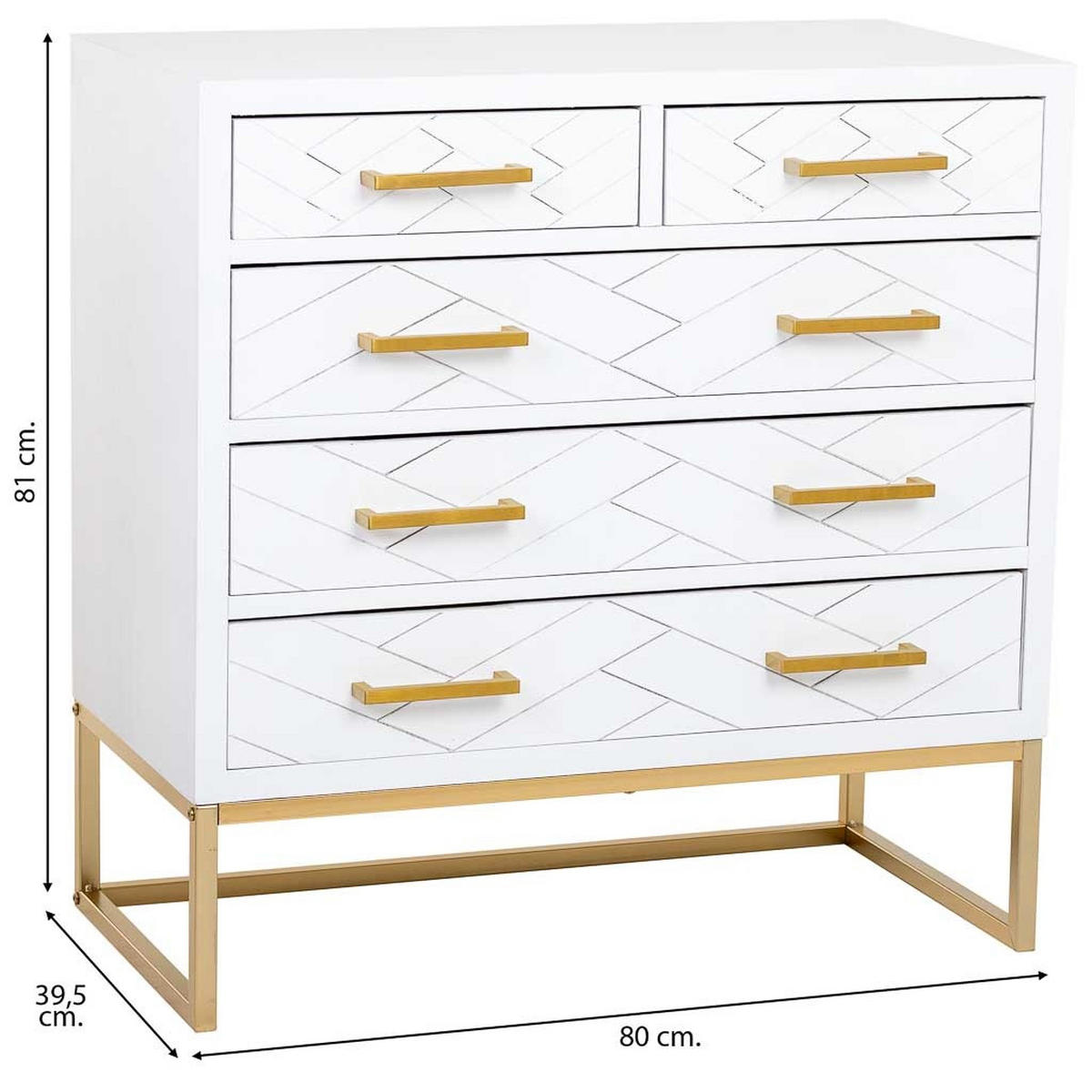 KOMMODE mit 4 schubladen aus holz und metall 80x39x81 cm - Weiß, Holz (80/81/39cm) - Wanderlust