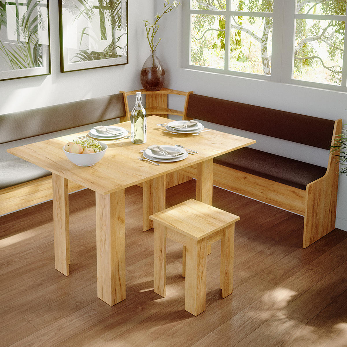 ESSZIMMER-BANK Roman Sandeiche 136.6 x 41.5 cm - Anthrazit/Sonoma Eiche, Holzwerkstoff (41.5/80/136.6cm) - Vicco