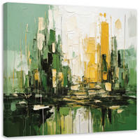 LEINWANDBILD Stadt Architektur Abstraktion Grün 60x60cm - Grün, Textil (60/60cm) - Feeby