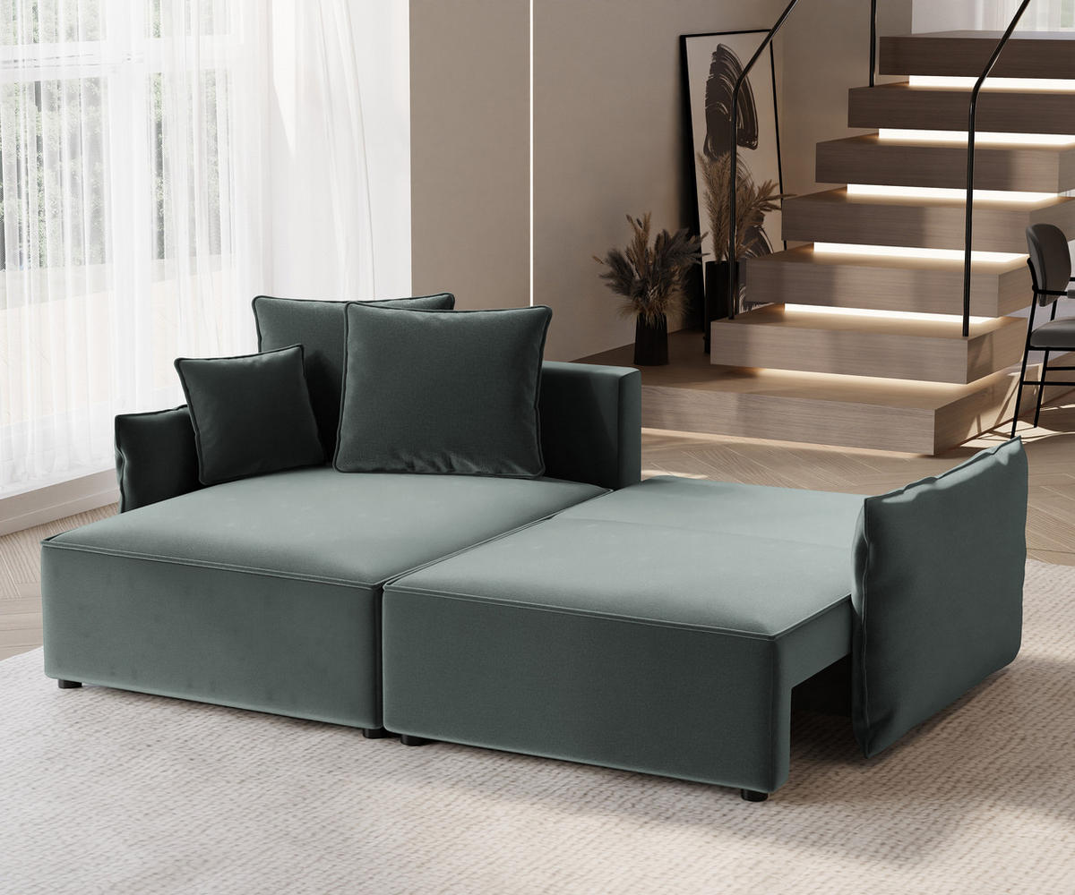 ECKSOFA LEON mit Schlaffunktion und Bettkasten Grün - Grün, Holzwerkstoff/Kunststoff (250/90cm) - Idohome