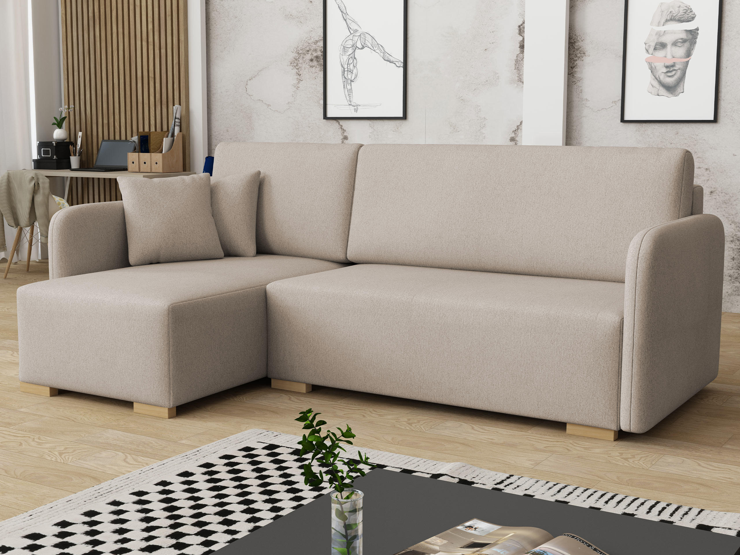 ECKSOFA Como L - Naturfarben, Holz/Textil (220/140cm) - MIRJAN24