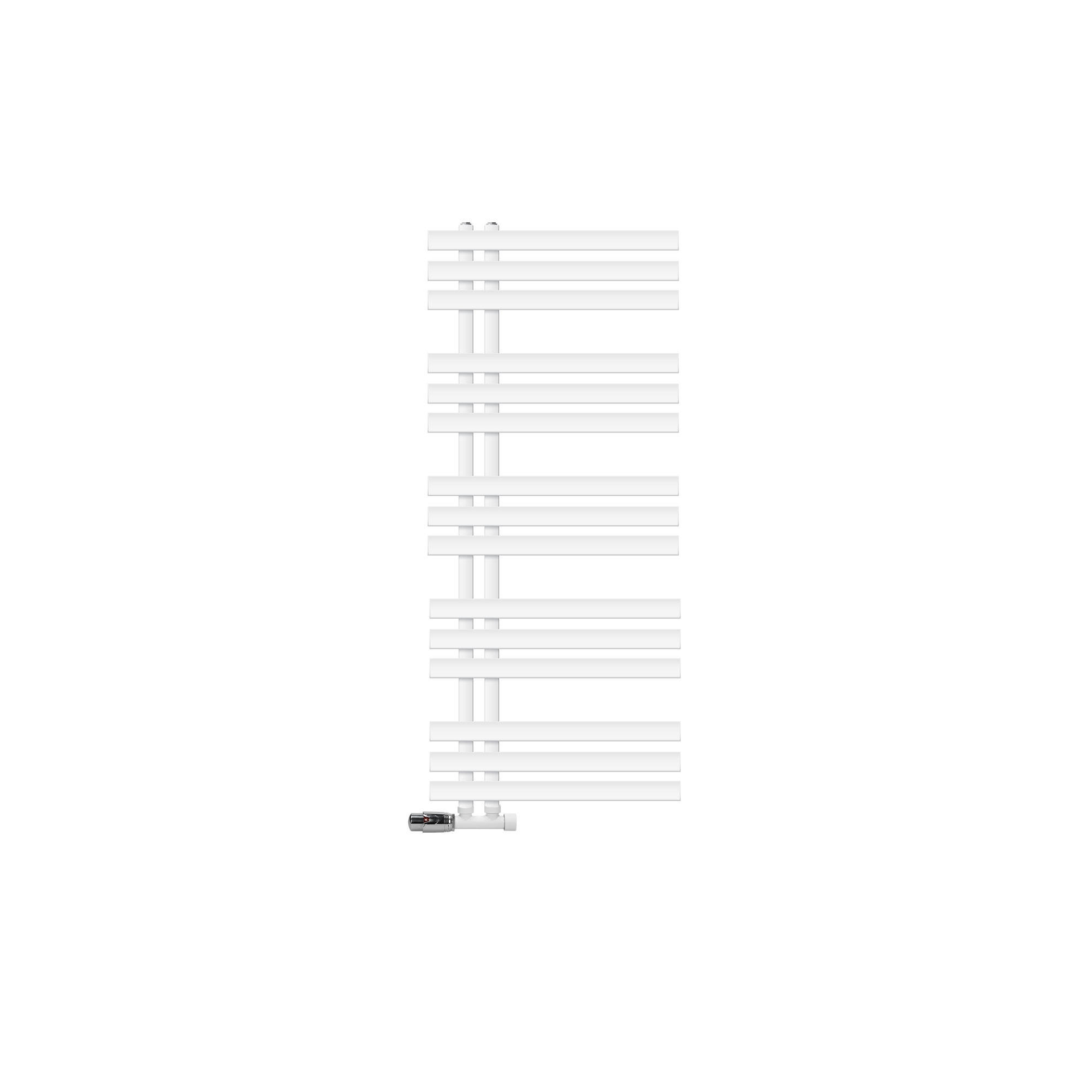 LuxeBath KOUPELNOVÝ radiátor Iron EM 500 × 1200 mm, bílý, s rohovým ventilem