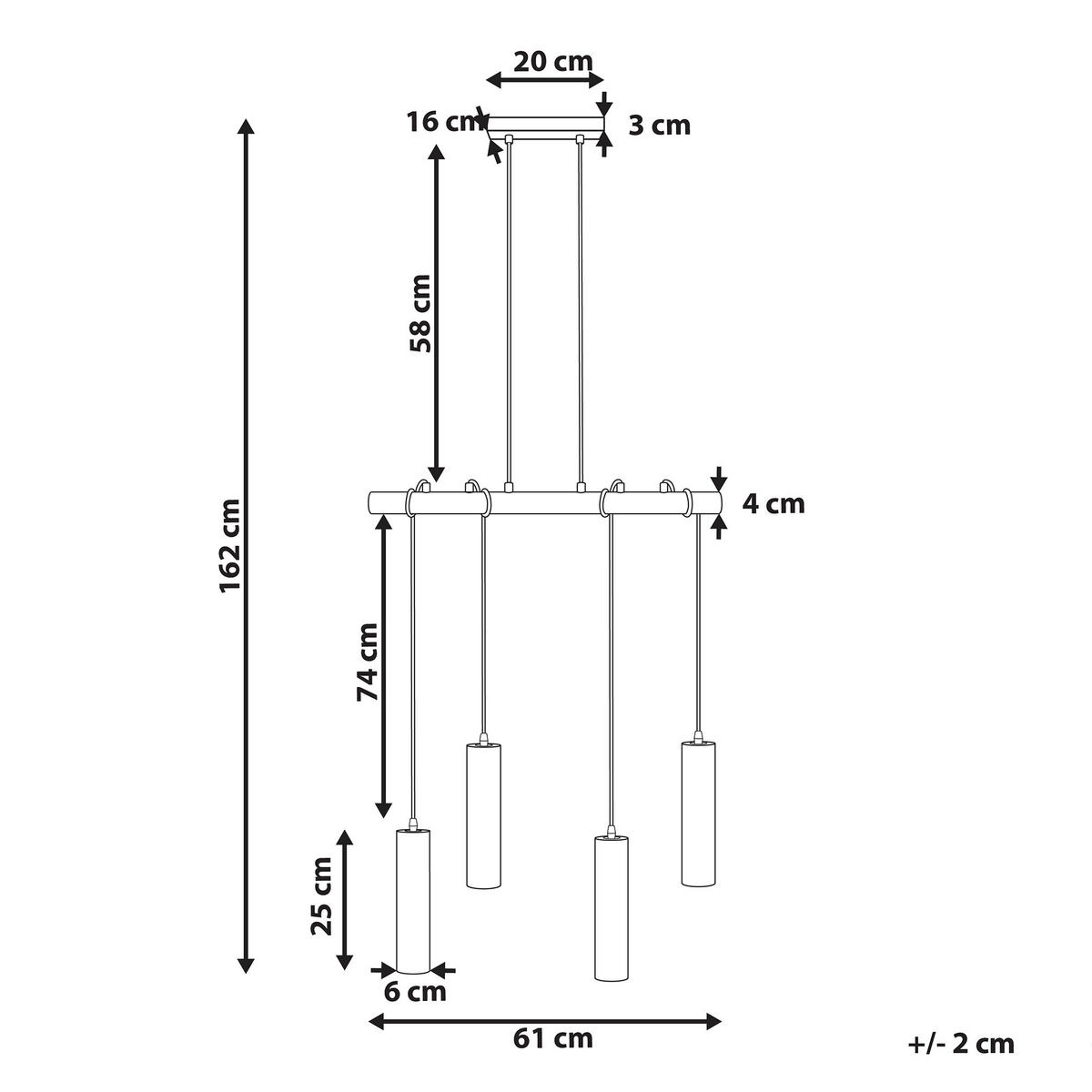 HÄNGELEUCHTE Tutaki 16/61/162 cm - Schwarz, Metall (16/61/162cm) - Beliani