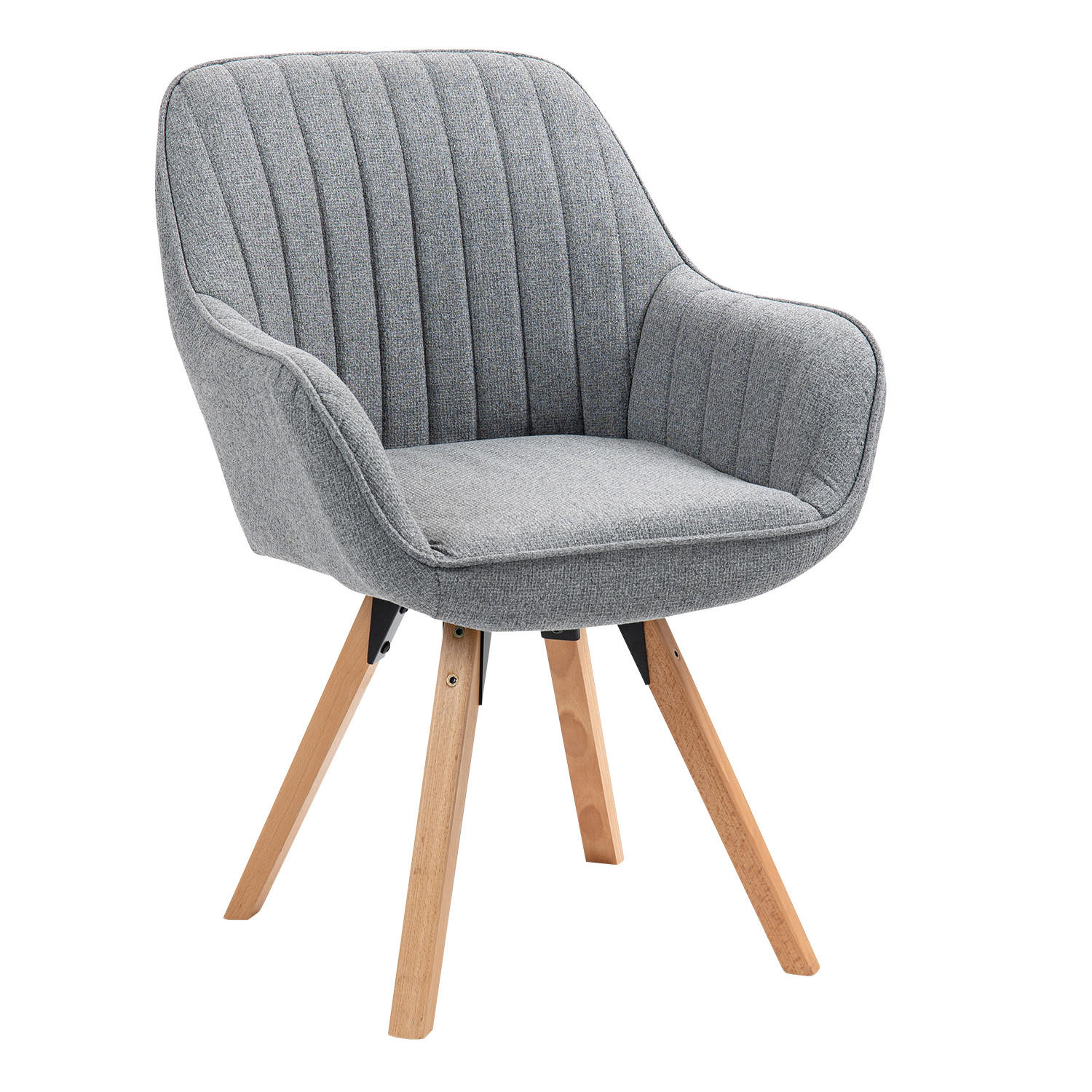 ARMLEHNSTUHL drehbar in Webstoff Grau - Kernbuche/Grau, Holz/Textil (57/83/56cm) - Meubles Cosy