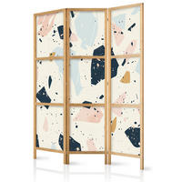 PARAVENT Japanischer 3-tlg 135x172 cm Farbiger Terrazzo - Multicolor, Holz/Textil (135/172/3cm) - Muralo
