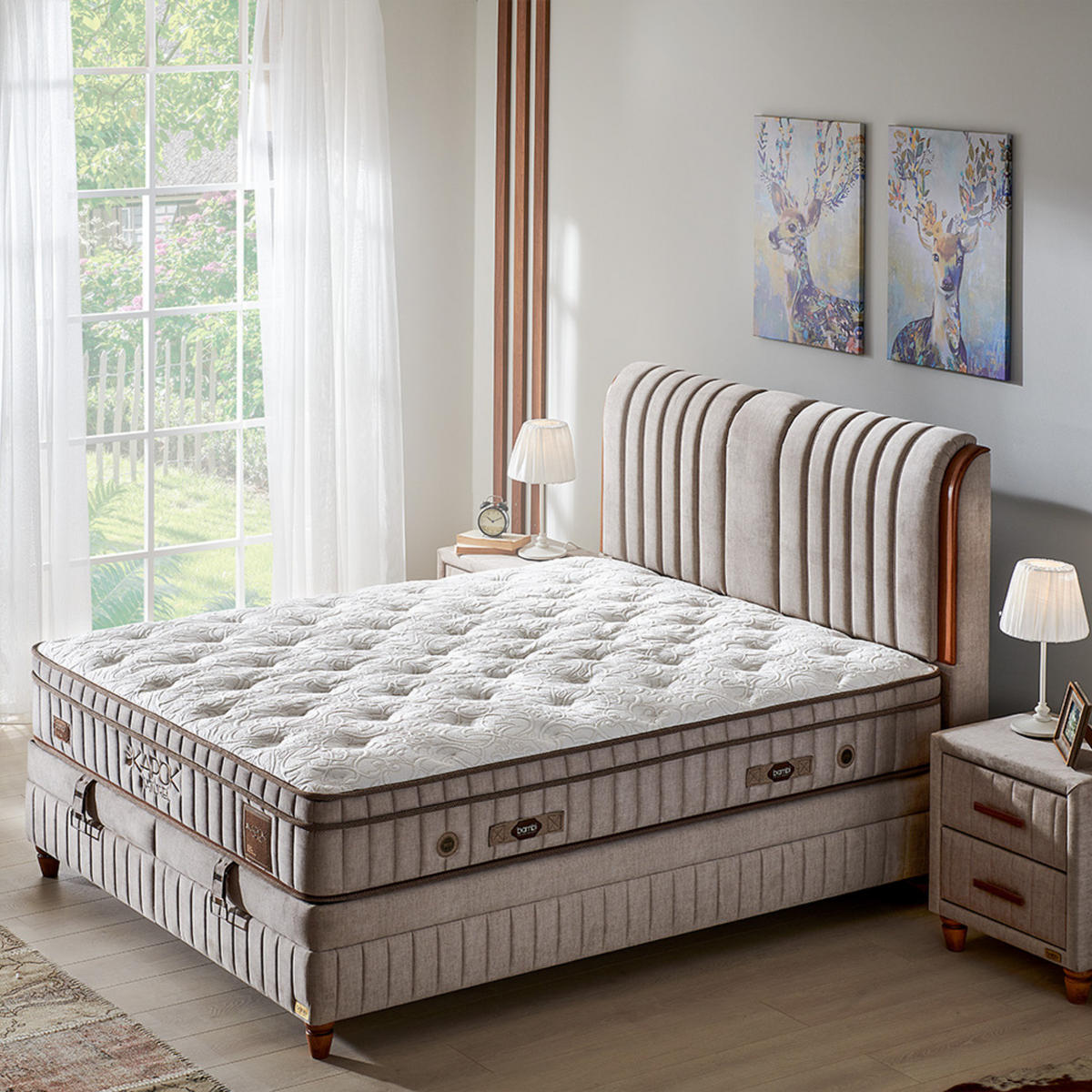 BOXSPRINGBETT Bambi Bett mit Matratze Boxspringbett 160x200 Kapok Naturel - Braun, Holz/Metall (160/200cm) - Bambi