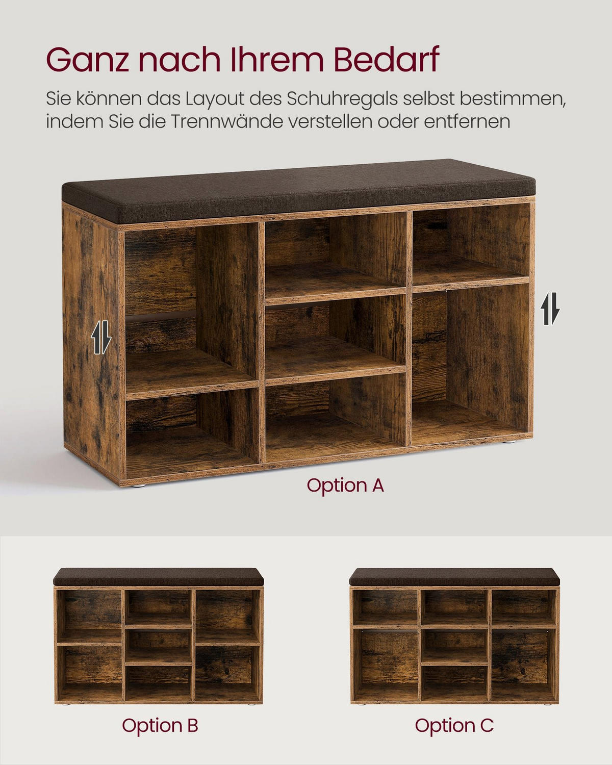 SCHUHBANK AGADIR - Braun, Holzwerkstoff (78.5/48/30.3cm) - Hansiro