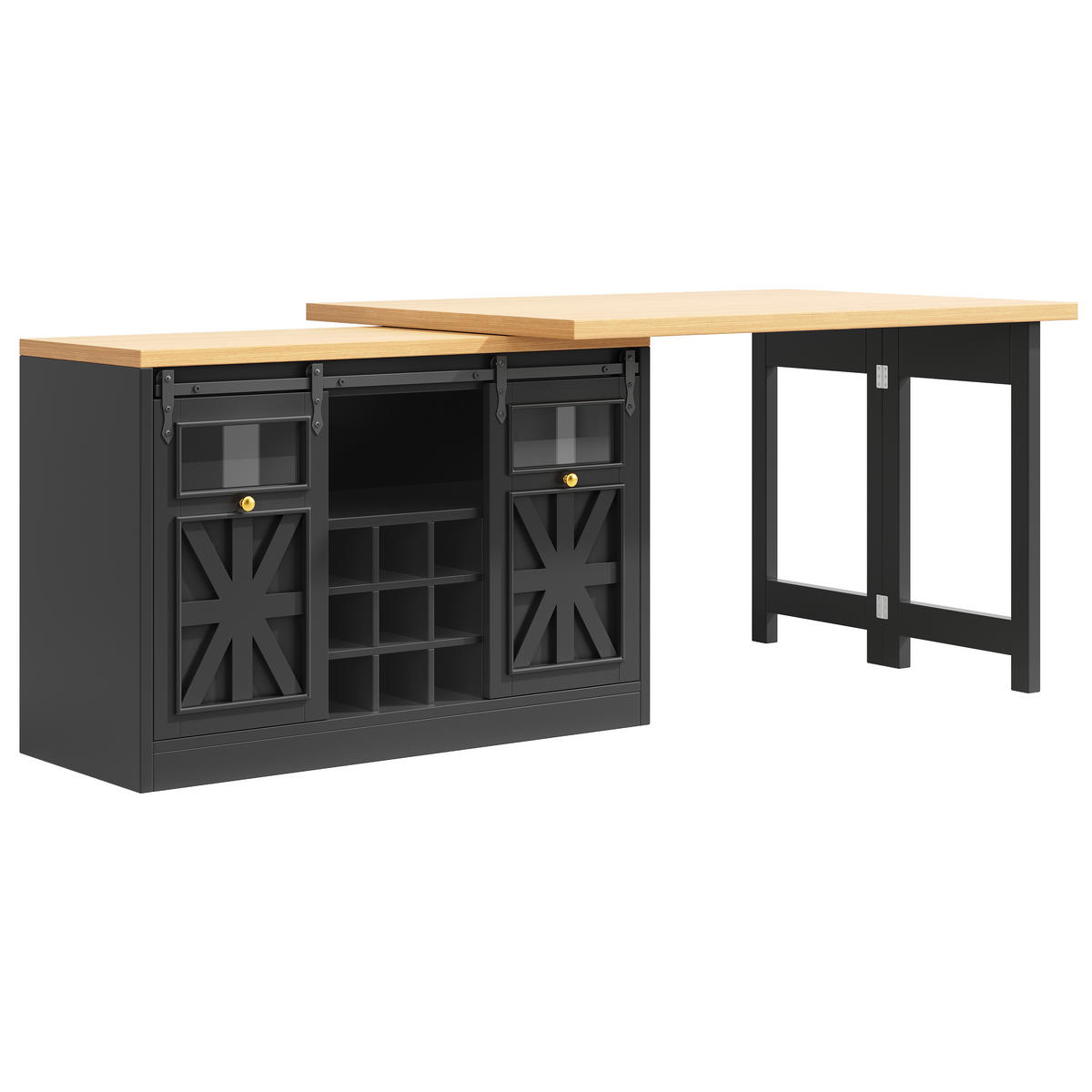BARTISCH DE-38582 ausziehbar 120-197 cm 360° drehbar und RGB-LED Schwarz - Schwarz, Holzwerkstoff (40/120/72cm) - ComfortXL