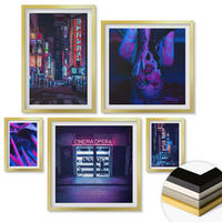 WANDBILDER 5er Set - 50x50 cm & 20x30 cm & 40x60 cm Goldrahmen - Kosmische Sternenlandschaften - Goldfarben, Kunststoff (40/60cm) - ArtPrintCave