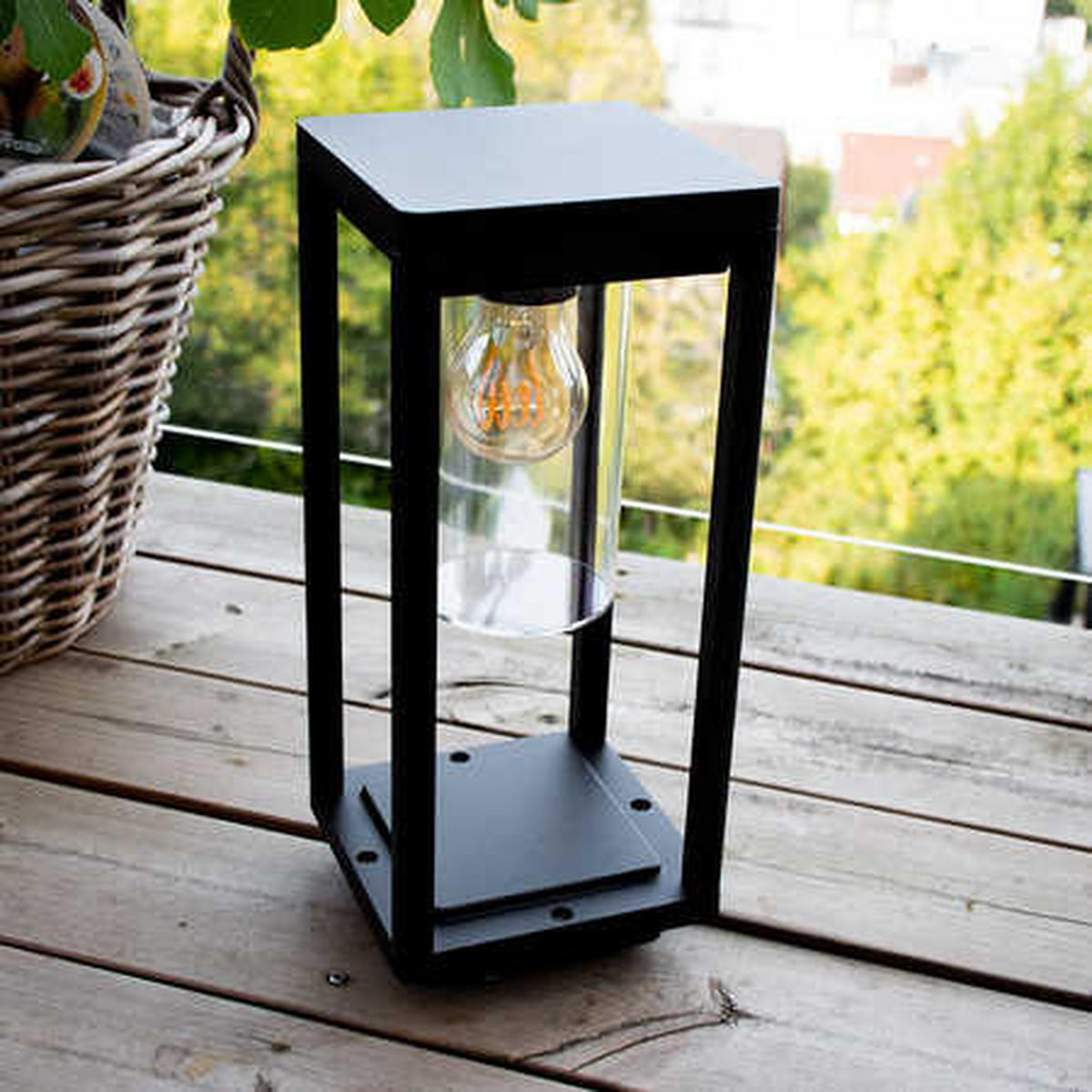LED STEHLEUCHTE ALU Schwarz-matt Klar - Schwarz, Metall (15/15/35cm)