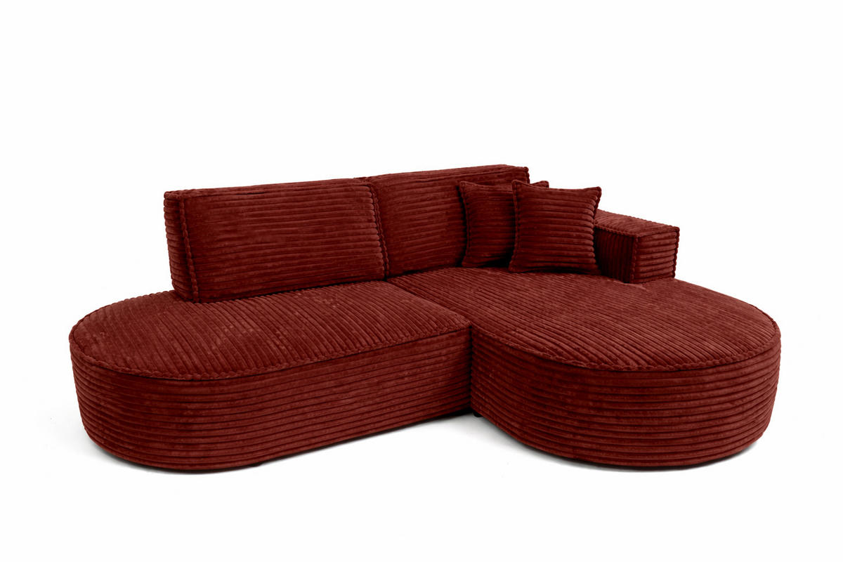 ECKSOFA L-Form, Cordstoff Velo, Kupfer, Rechts, Modena Studio - Orange, Holz (236/165cm) - Kaiser Möbel