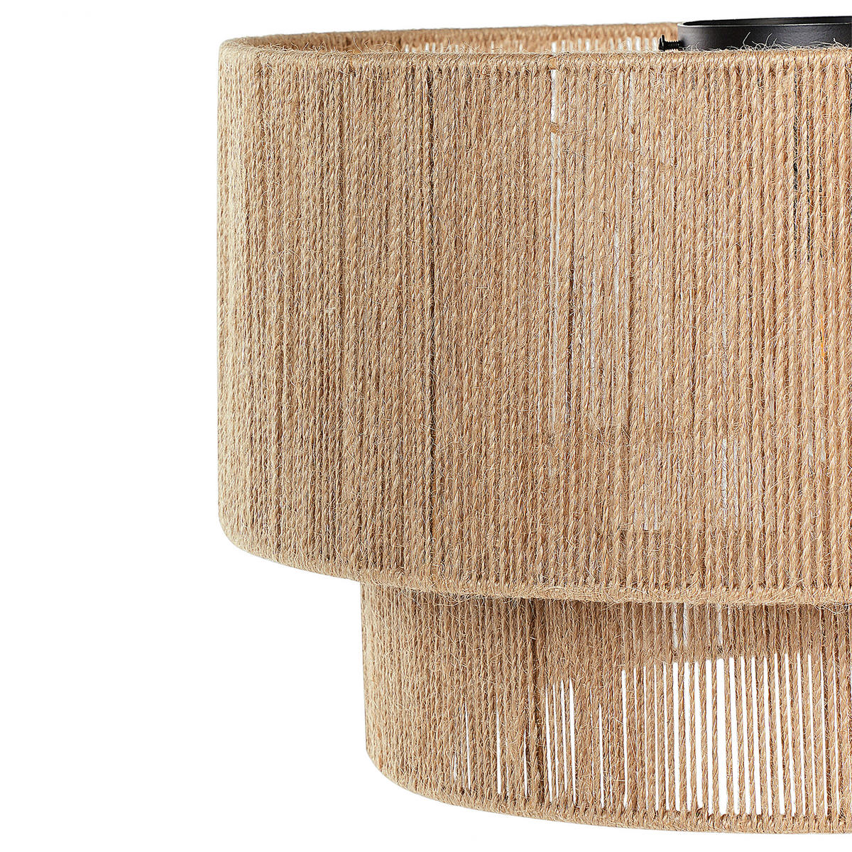 DECKENLEUCHTE Naturfarben Jute Doring - Schwarz/Naturfarben, Textil (45/45/26cm) - Beliani