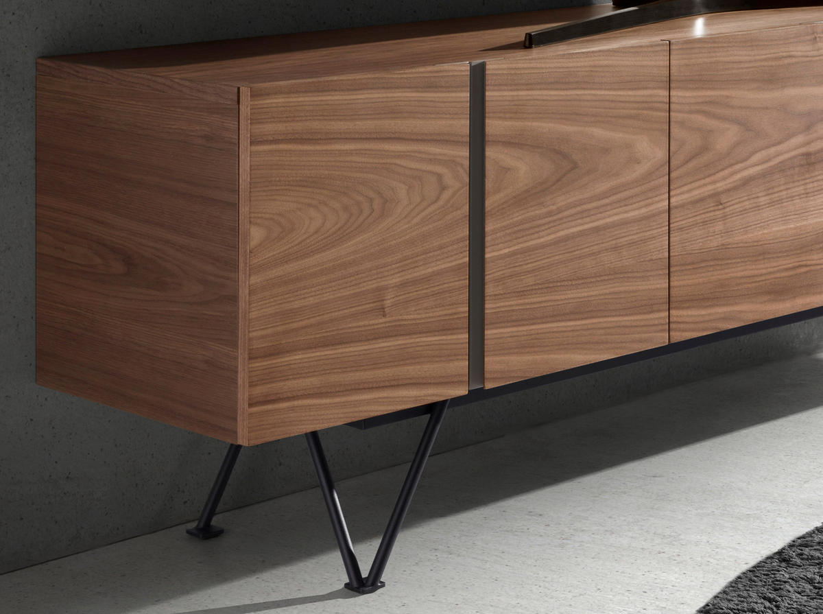 TV-ELEMENT Rechteckig Grau Walnuss Schwarz 180/42/60 cm - Walnussfarben/Schwarz, Holz (180/60/42cm) - ANGEL CERDA
