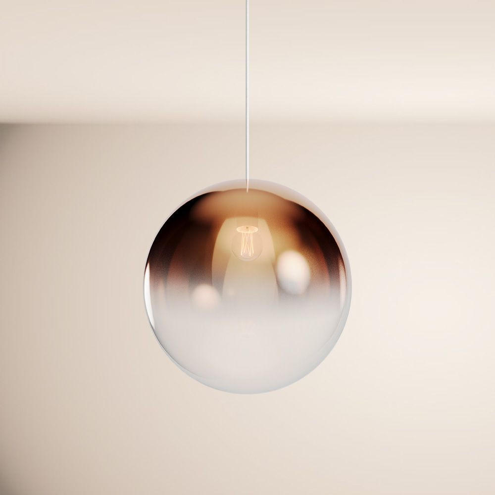 GALERIELEUCHTE Orb 5m Abhängung Kupfer Verlauf/Weiß Ø 40cm - Kupferfarben, Glas (40/40/40cm) - s.luce