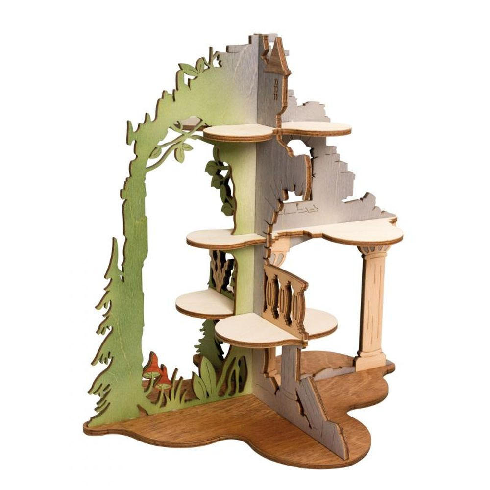 HOLZDEKO Burgruine für Minieulen - Multicolor, Holz (31/32/31cm)