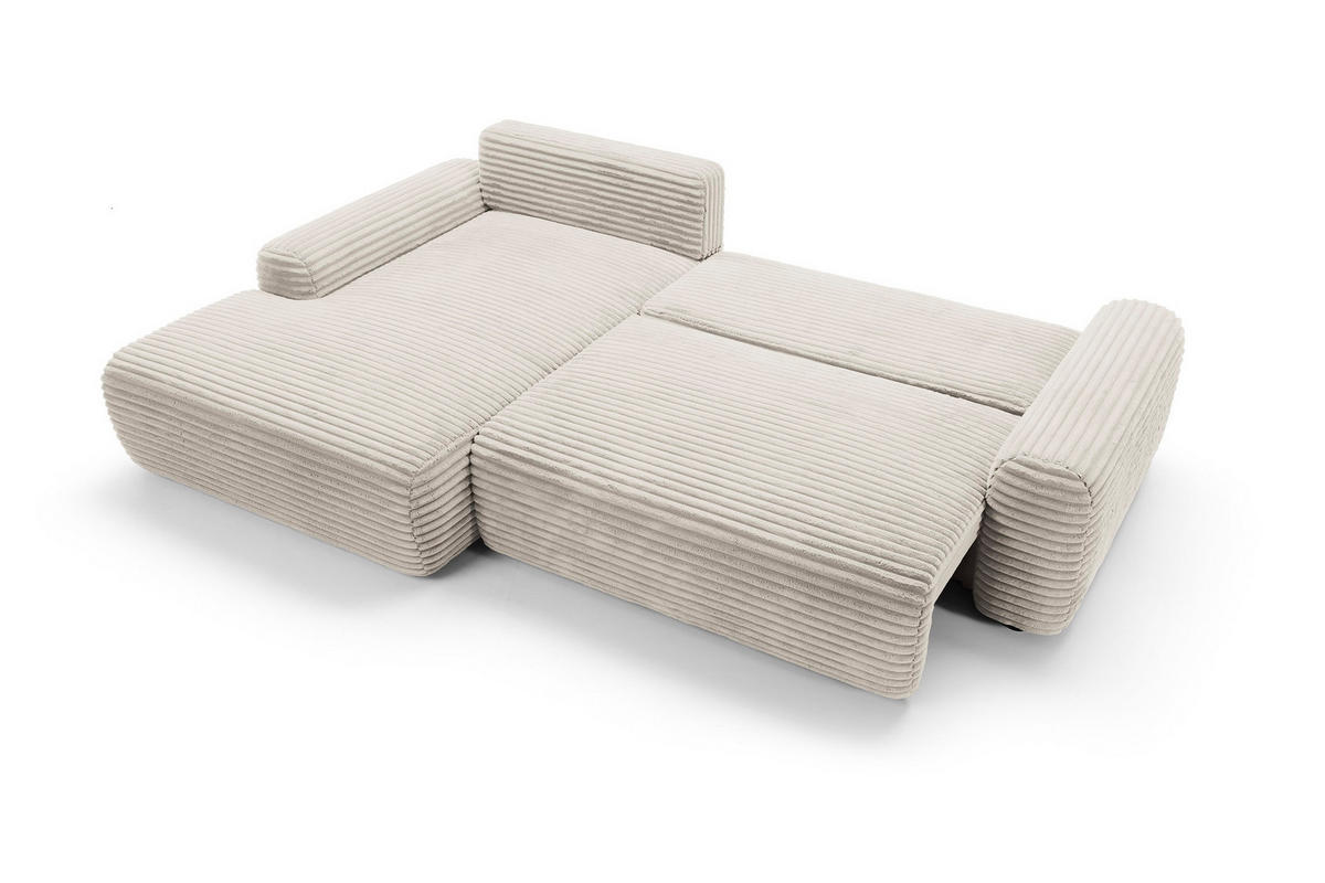 ECKSOFA Cordina Creme, mit Schlaffunktion und Bettzeugbehälter, linke seite - Creme, Holzwerkstoff (264/162cm) - Bettso