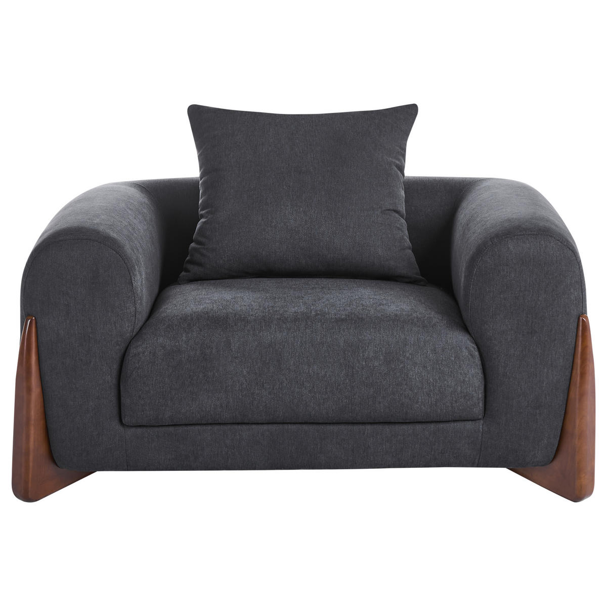 SESSEL Schwarz Vinliden - Schwarz/Braun, Holz/Textil (118/62/87cm) - Beliani