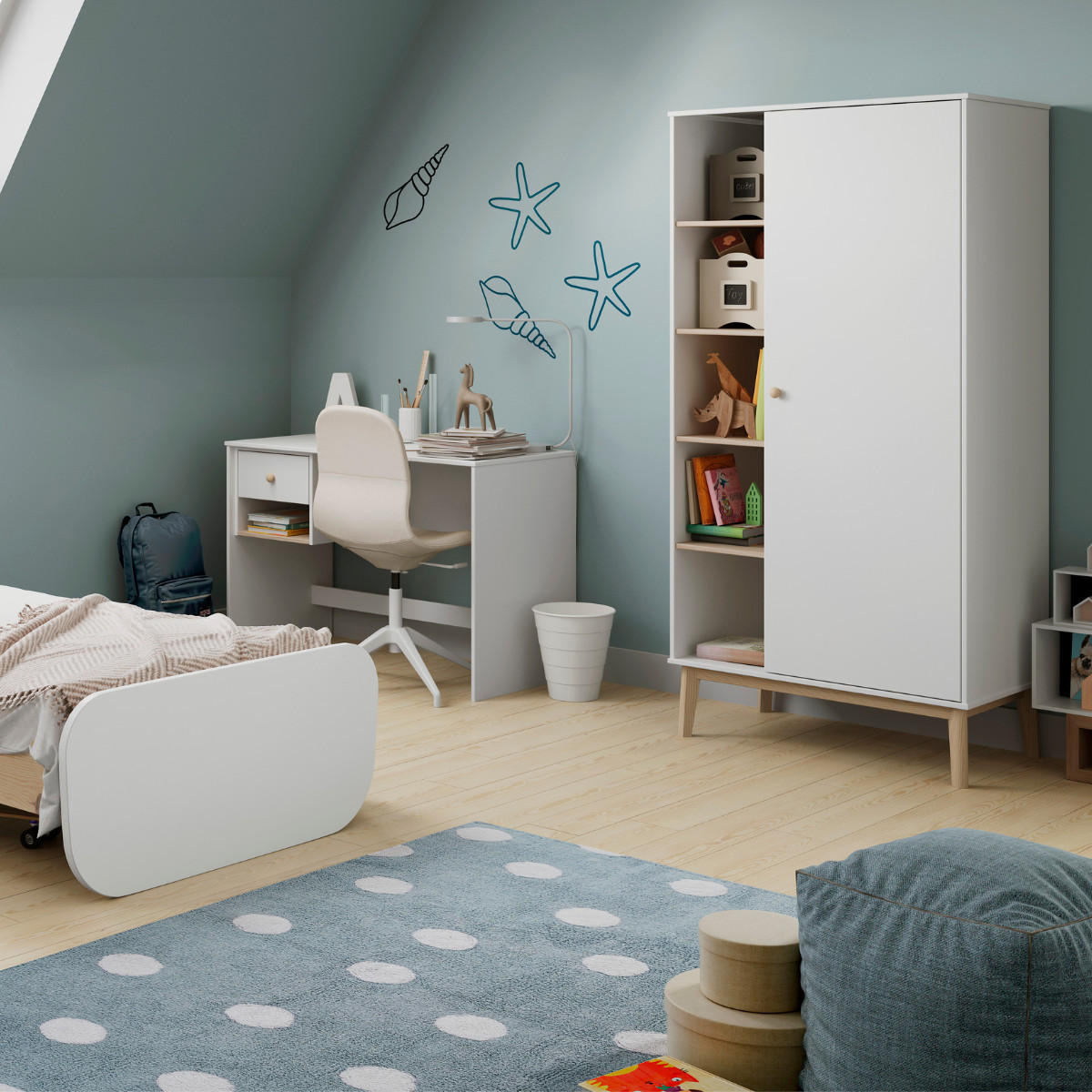 SCHREIBTISCH Esteban Weiß 110/55/75 cm - Weiß, Holz (110/55/75cm) - Calicosy