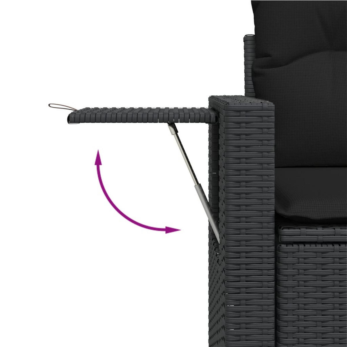 GARTENSOFA Mit Kissen 2-Sitzer Schwarz Poly Rattan - Schwarz, Kunststoff (124/69/62cm) - vidaXL