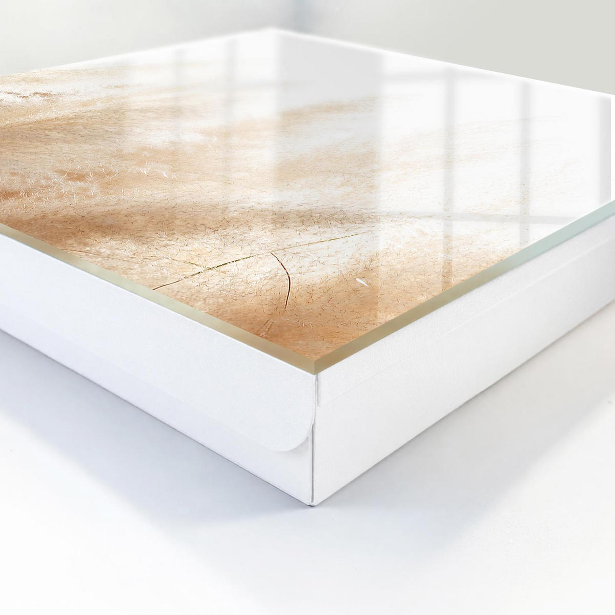SCHLÜSSELBOX Weiß 30x30 cm – Türöffnung nach rechts - Beruhigende Natur - Creme, Metall (30/30/5cm) - TULUP