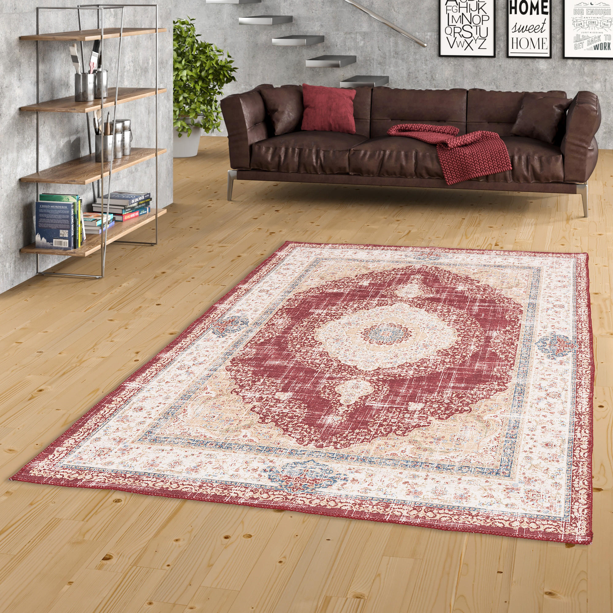VINTAGE DESIGNERTEPPICH FINESSE ORIENT MEDAILLON - Rot, Textil (80/250cm) - Pergamon