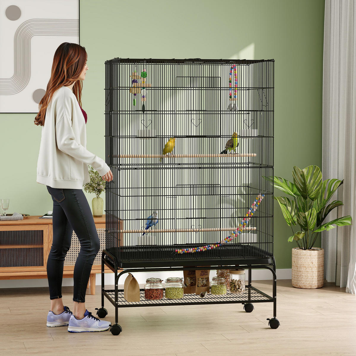 VOGELKÄFIG DE-10609 Schwarz - Schwarz, Metall (58/160/97cm) - ComfortXL