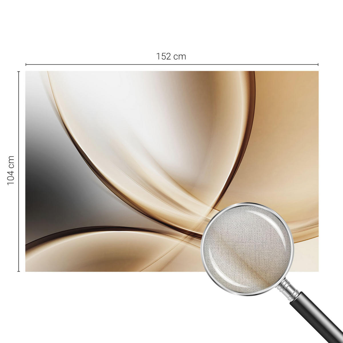 FOTOTAPETE 152x104 cm - Abgerundete Linien - Beige, Textil (152/104cm) - Wallfluent