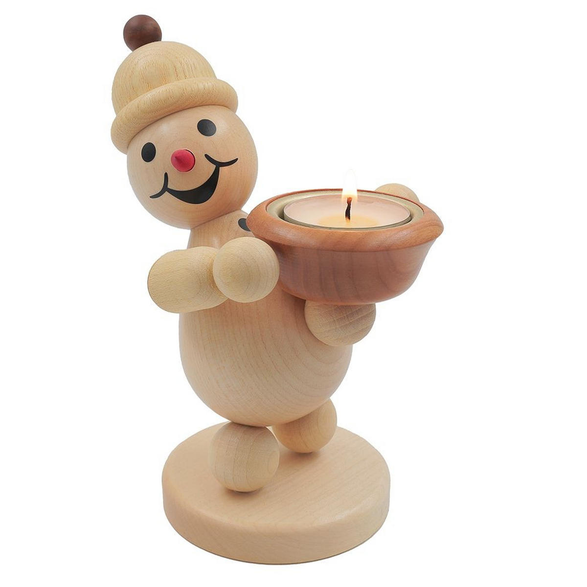 HOLZFIGUR Schneemann Junior Lichthalter links 16 cm - Multicolor, Holz (10/1/0.1cm)