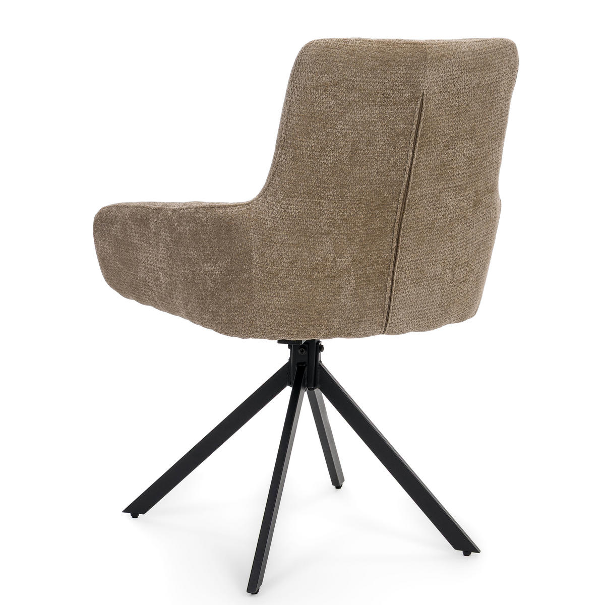 STUHL LUINO drehbar gepolsterter mit Steppung - beige - Chenille - Beige/Schwarz, Textil/Metall (58/87/60cm) - NEW HOME