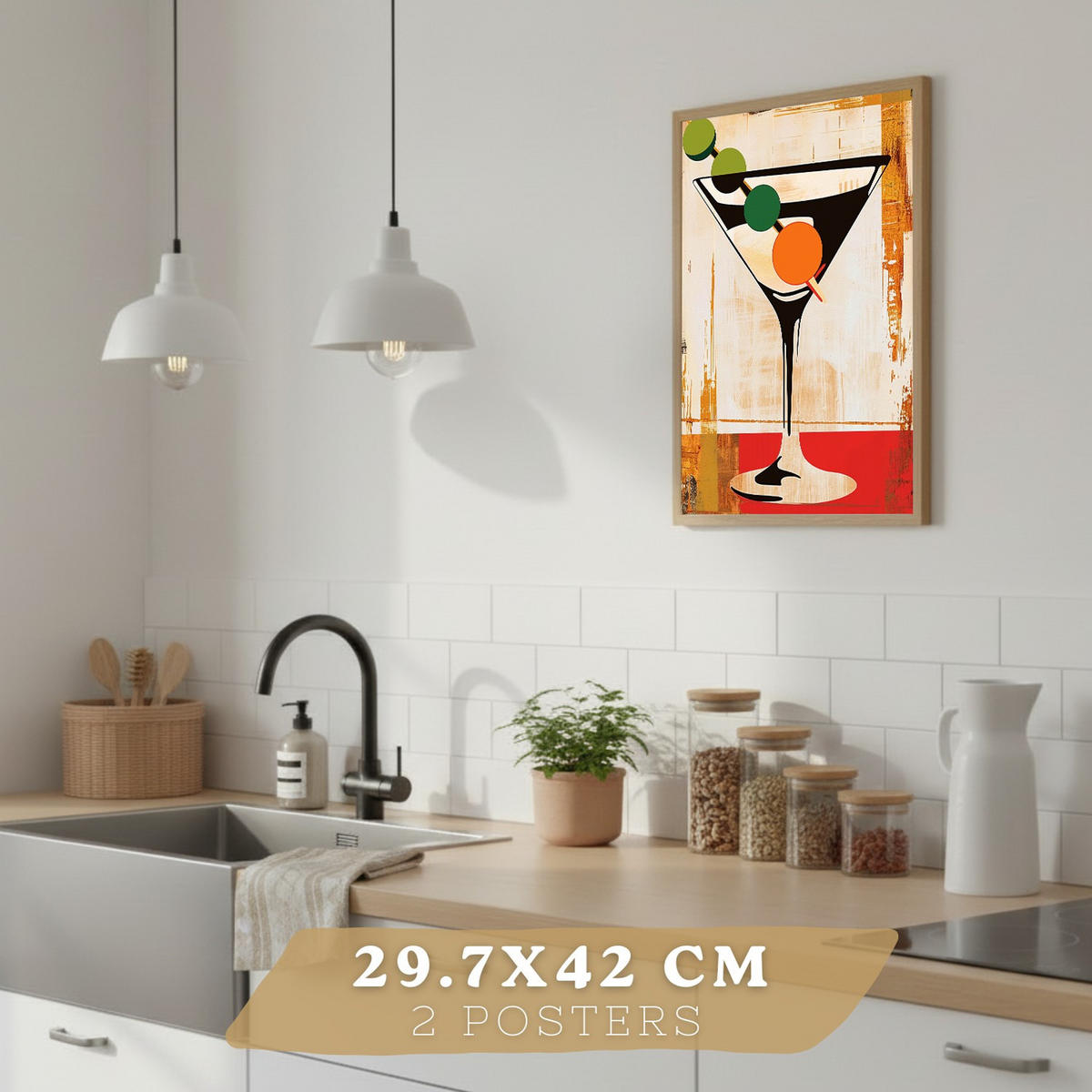 PLAKAT Sada 4 Vintage Cat A3 Černý rám - černá, papír (29.7/1/42cm) - Nacnic