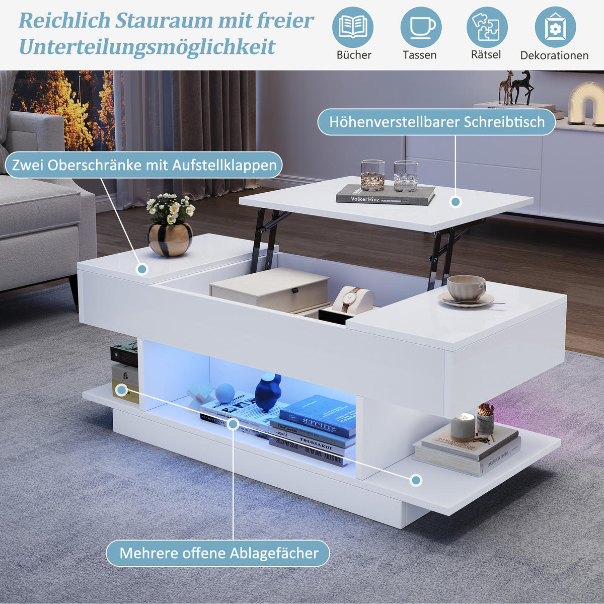 COUCHTISCH Weiß - Weiß, Holzwerkstoff (98/45/40cm)