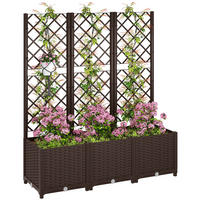 HOCHBEET DE-12208 mit Rankgitter 120/40/135 cm mit 8 Drainagelöchern Braun - Braun, Kunststoff (120/135/40cm) - ComfortXL