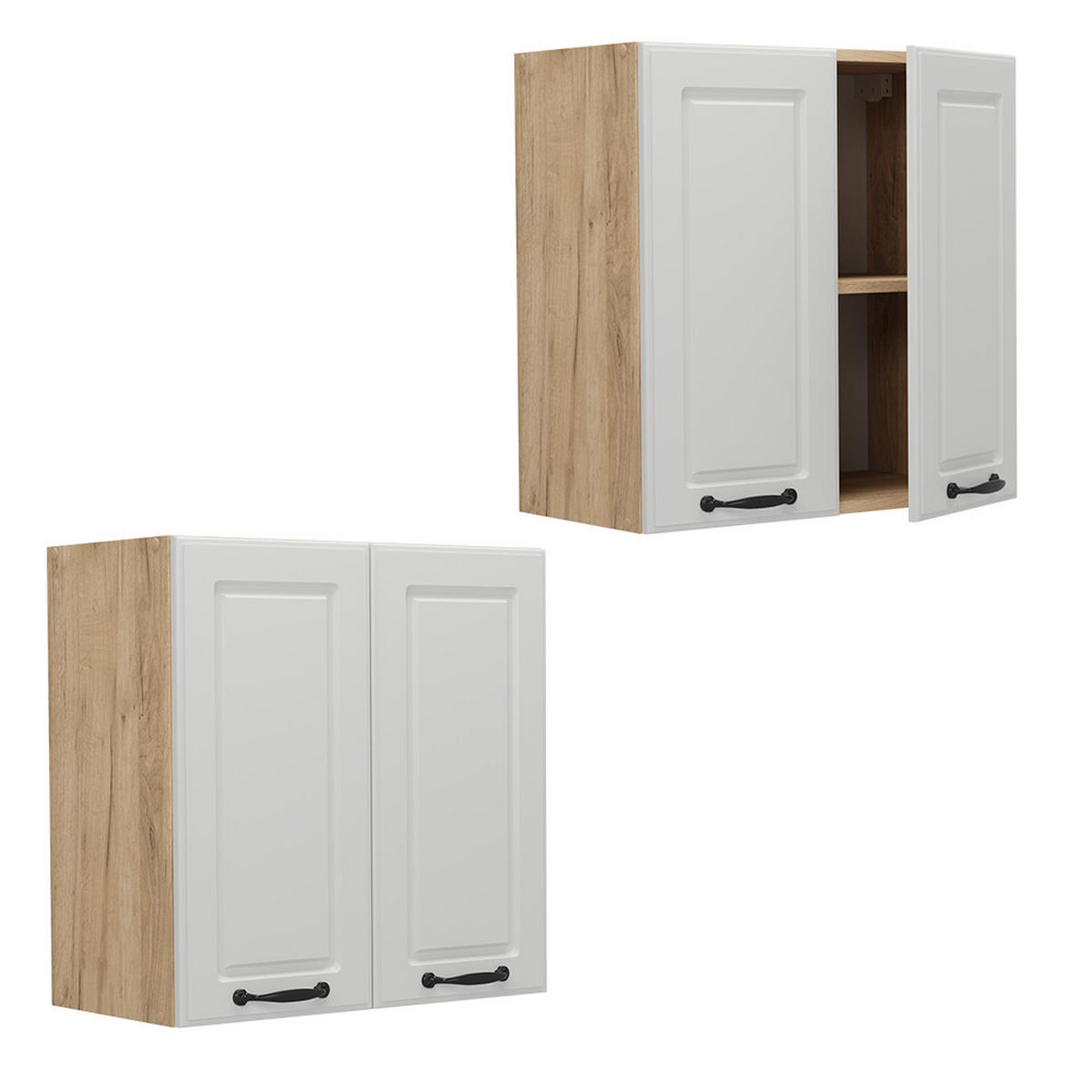 HÄNGESCHRANK R-Line Weiß Landhaus 60 cm - Honigeiche/Eiche Wotan, Holzwerkstoff (60/60/31cm) - Vicco
