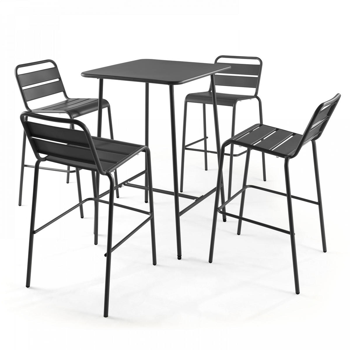 STEHTISCH, Grau - Grau, Metall (70/70/105cm) - Oviala