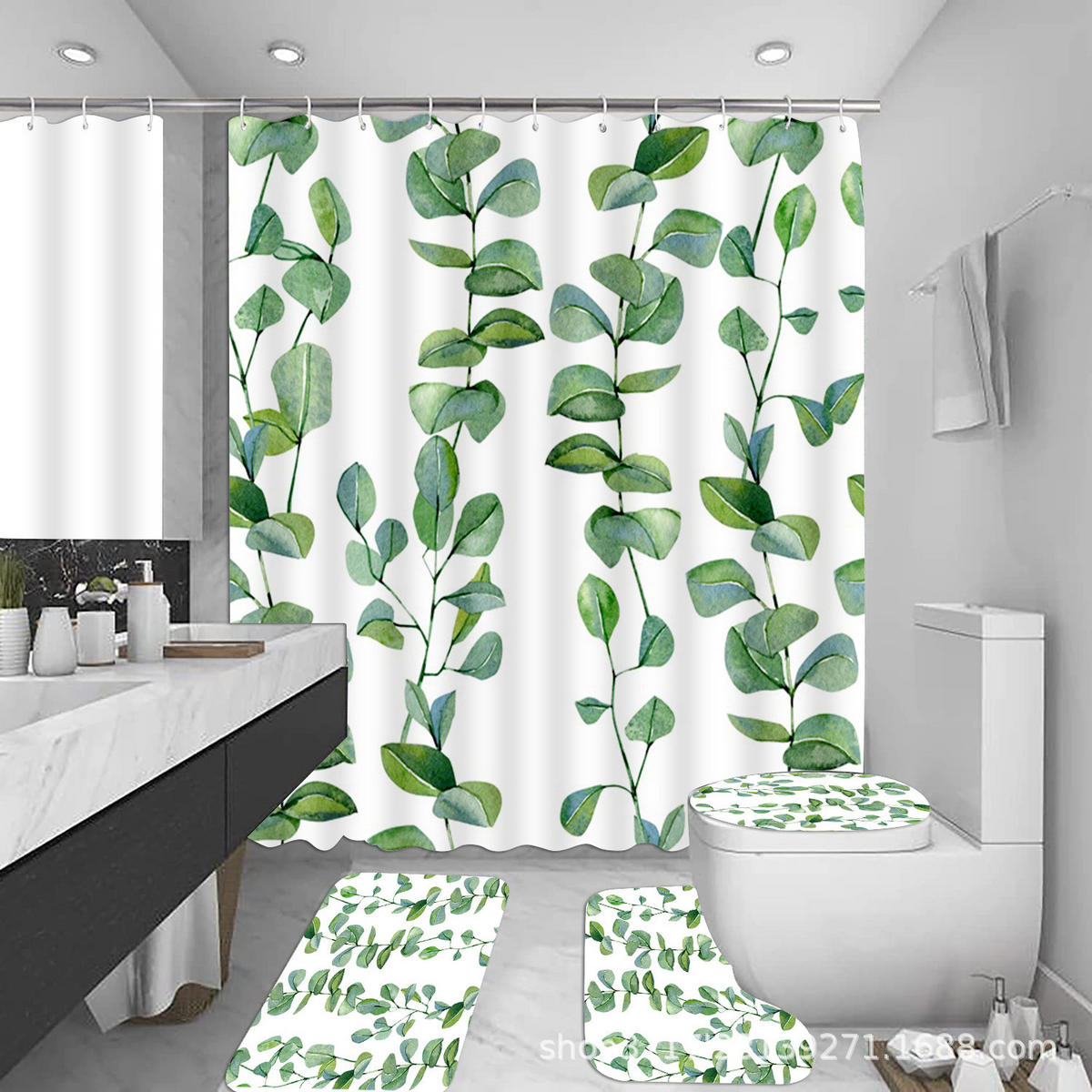 DUSCHVORHANG pflanzlich bedruckt 180 x 180 cm wasserdicht schimmelresistent Badezimmer - Multicolor, Textil (180/180cm) - MCBOSON