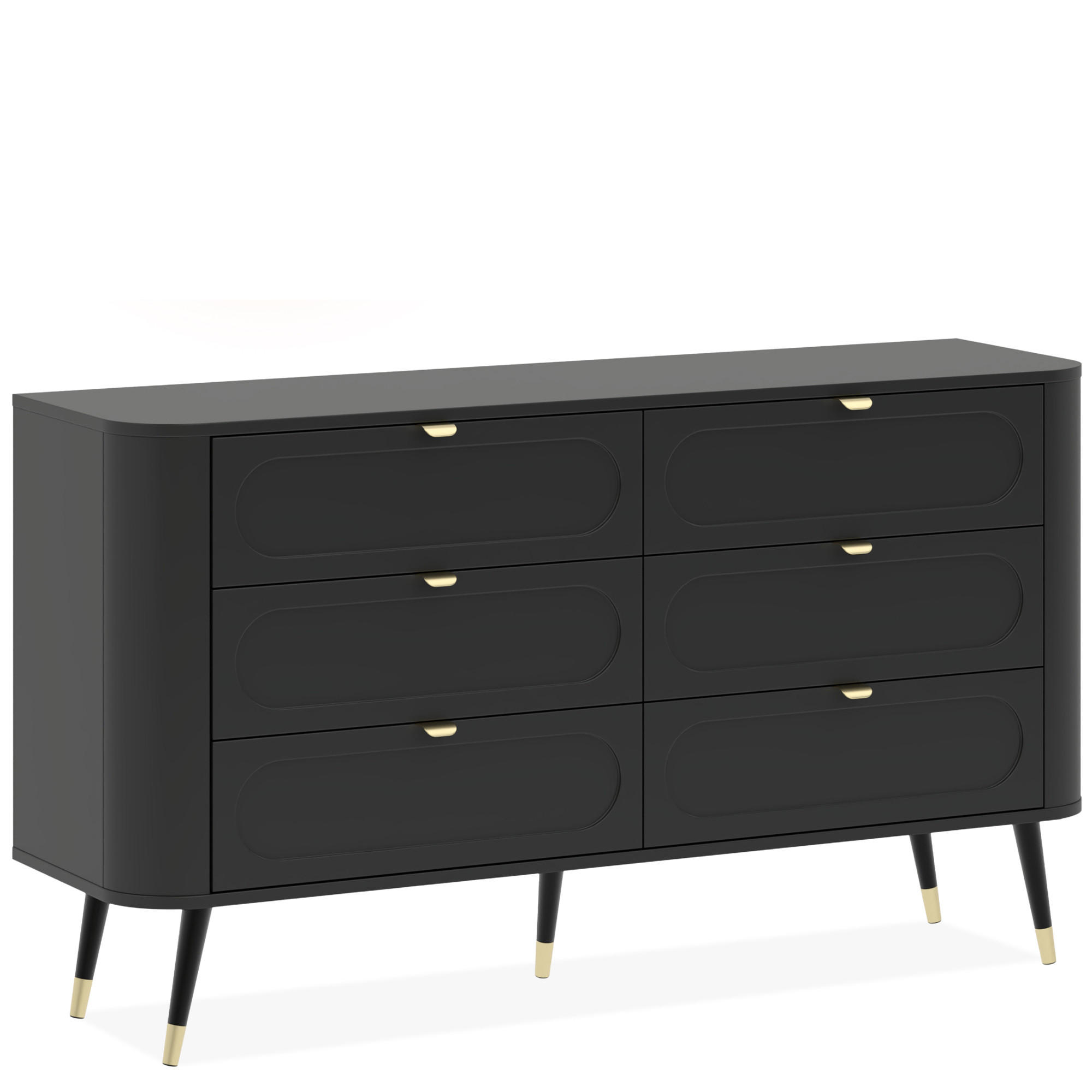 KOMMODE LONA, Schwarz - Schwarz, Holzwerkstoff/Metall (138/80/40cm) - KONSIMO®