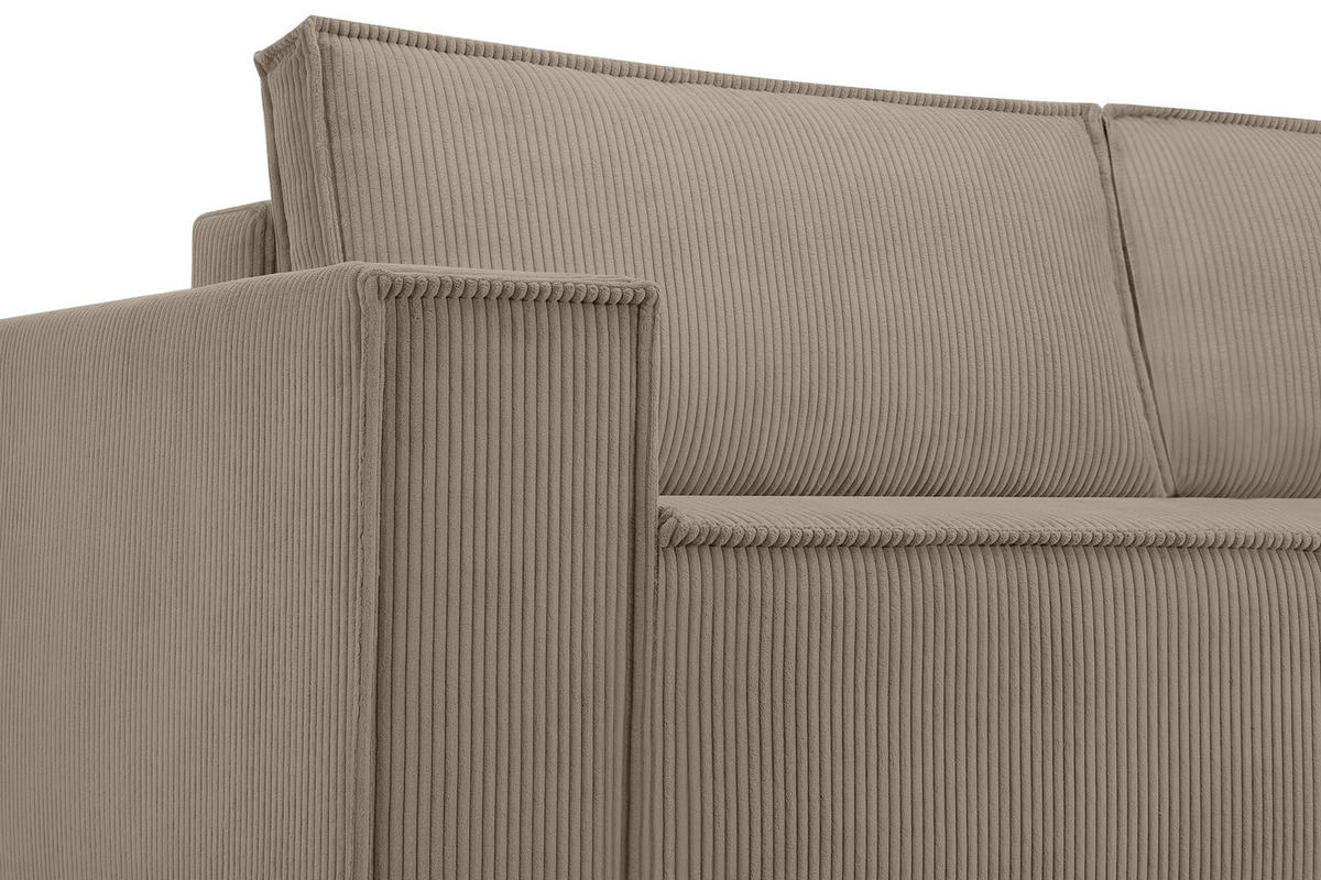 3-SITZER-SCHLAFSOFA NAPI in Pet Friendly Cord-Stoff, beige - Beige/Schwarz, Textil (244/89/101cm) - KONSIMO®