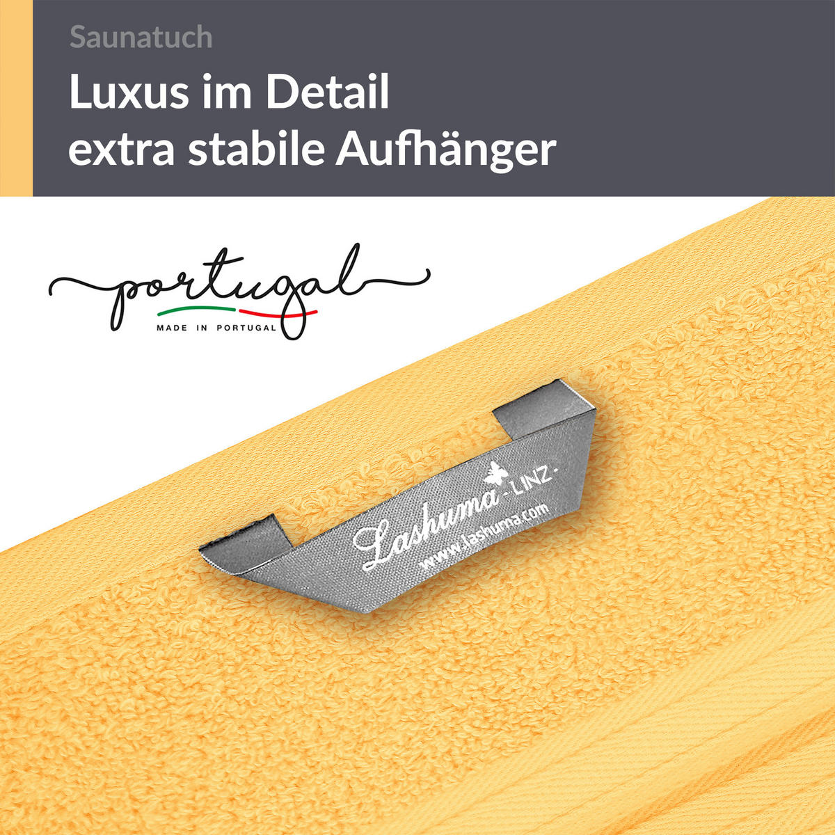 SAUNATUCH Linz Aprikosen Gelb 85x220 cm - Gelb, Textil (85/220cm) - Lashuma