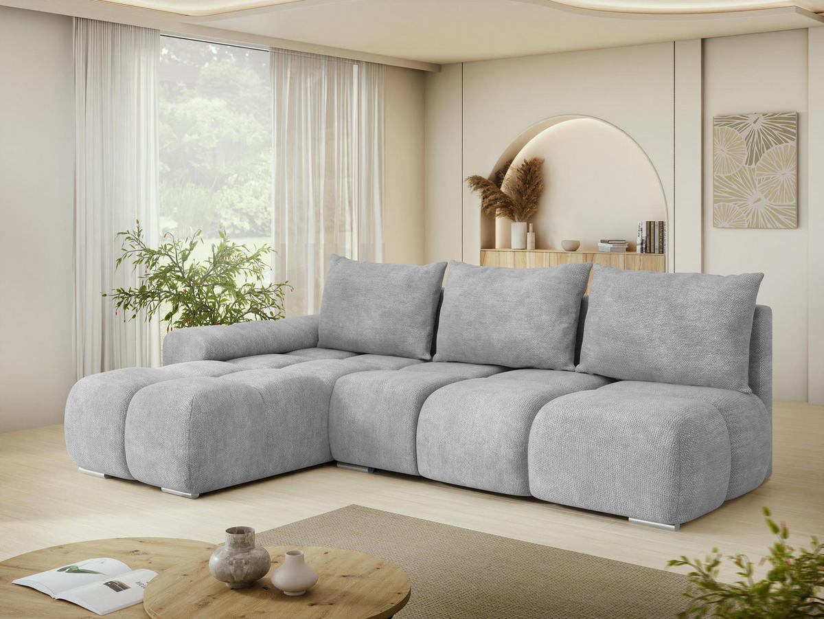 ECKSOFA Bestii, Seite: Links - Silberfarben/Schwarz, Holz/Kunststoff (270/183cm) - MIRJAN24