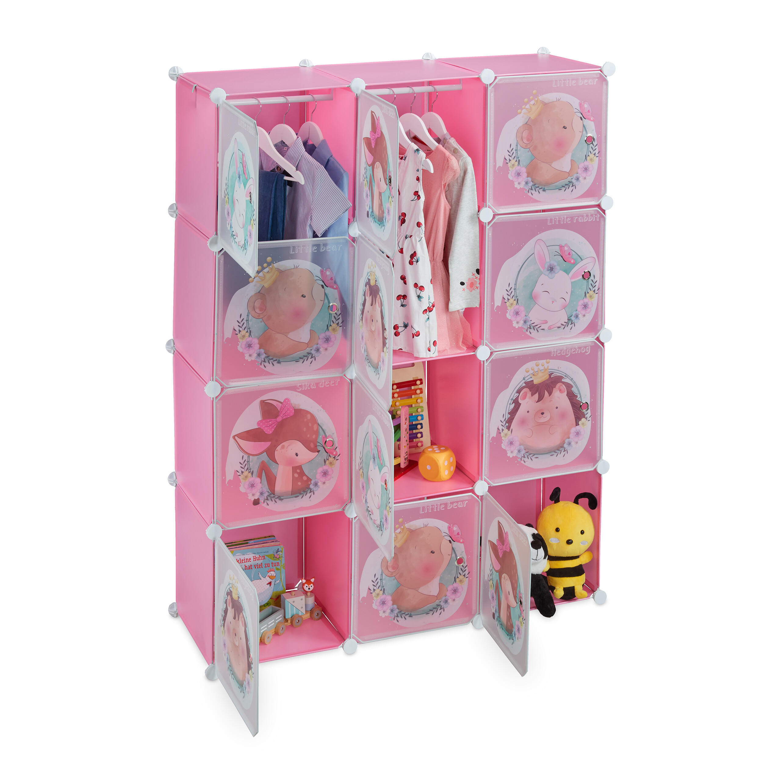 KINDERSTECKREGAL - Rosa, Kunststoff/Metall (110/145/37cm) - Relaxdays