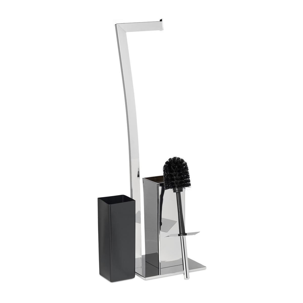 WC Garnitur - Silberfarben, Metall (20/71/20cm) - Relaxdays