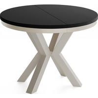 ESSTISCH Clara Grau-Beige runder ausziehbarer, Schwarz 100-180/100/76 cm - Schwarz/Grau, Holzwerkstoff/Metall (100/176/76cm) - WFL GROUP