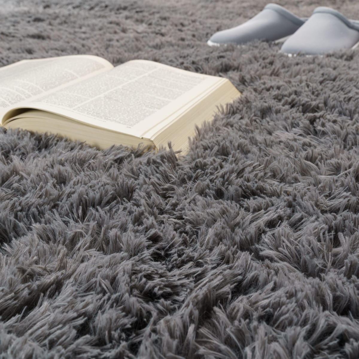 TEPPICH Hochflor Shaggy waschbar Unifarben Schlafzimmer schmutzabweisend Grau Rechteckig 140x200 - Grau, Textil (140/200cm) - KADIMA DESIGN