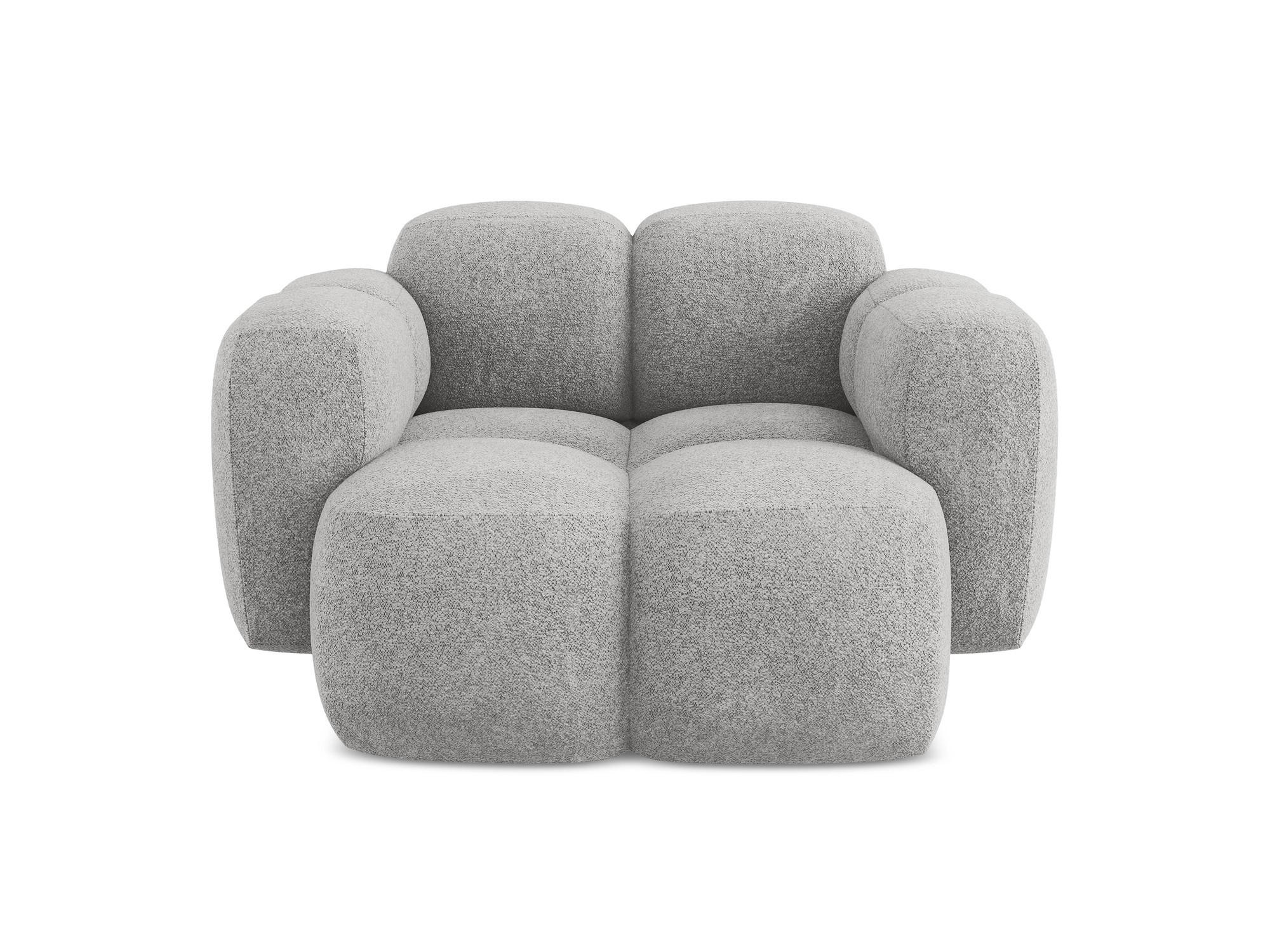 SESSEL Chenille Stoff Grau - Hellgrau/Schwarz, Holzwerkstoff/Kunststoff (120/72/115cm) - Makamii