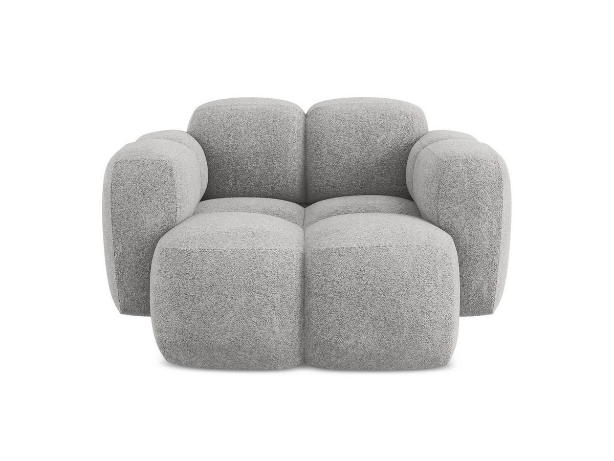 SESSEL Chenille Stoff Grau - Hellgrau/Schwarz, Holzwerkstoff/Kunststoff (120/72/115cm) - Makamii