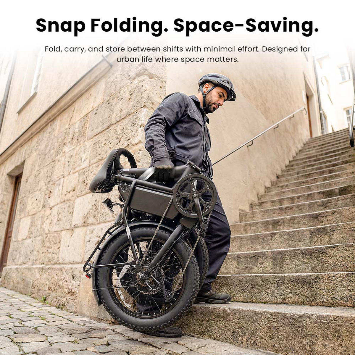 E-BIKE mit All-Terrain-Fettreifen, 450W Motor, Klappmechanismus & 65 km Reichweite - Schwarz, Metall (85cm) - Touroll