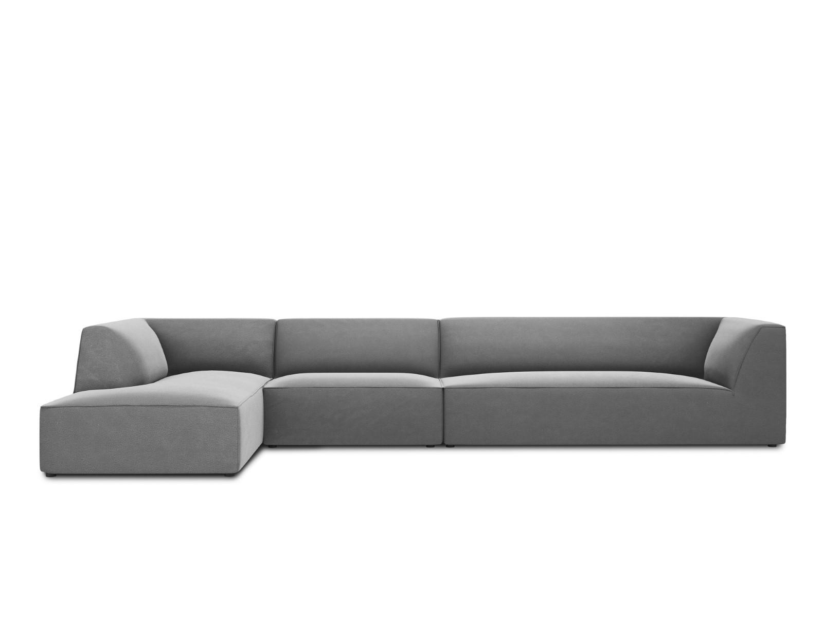 ECKSOFA links Ruby aus Samt grau 5 Sitzplätze - Grau, Textil (180/366cm) - Micadoni