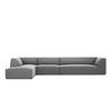ECKSOFA links Ruby aus Samt grau 5 Sitzplätze - Grau, Textil (180/366cm) - Micadoni